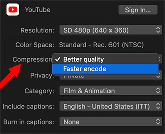 Compression settings for YouTube in Apple Final Cut Pro X