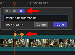 The Edit Marker dialog in Apple Final Cut Pro X.