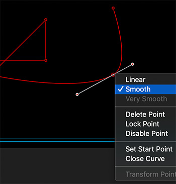 Drawing a path in Apple Motion with the Bezier tool.