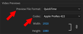 The Video Preview section of Premiere's Sequence Settings window.